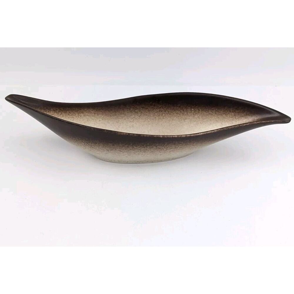 Howard Pierce Console Bowl Pottery Dish Brown Ombré Speckled Mid Century 13”